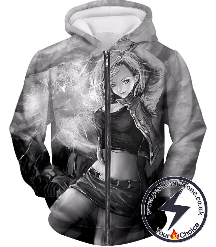 Dragon Ball Super Super Cute Android 18 Amazing Anime Promo Zip Up Hoodie